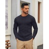 image:imageCOOFANDY Mens Cable Knit Sweater Casual Long Leeve Crewneck Pullover Sweaters Twist Textured Fisherman SweaterNavy Blue
