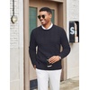 image:imageCOOFANDY Mens Cable Knit Sweater Casual Long Leeve Crewneck Pullover Sweaters Twist Textured Fisherman SweaterNavy Blue