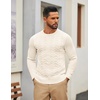 image:imageCOOFANDY Mens Cable Knit Sweater Casual Long Leeve Crewneck Pullover Sweaters Twist Textured Fisherman SweaterWhite