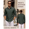 image:imageCOOFANDY Mens Casual Button Down Shirts Long Sleeve Fall Shirt Untucked Dress Shirts for MenDark Green