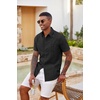 image:imageCOOFANDY Mens Casual Button Down Shirts Short Sleeve Textured Shirt Summer Beach Shirts with PocketAll Black