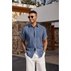image:imageCOOFANDY Mens Casual Button Down Shirts Short Sleeve Textured Shirt Summer Beach Shirts with PocketGrey Blue