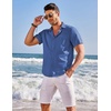 image:imageCOOFANDY Mens Casual Linen Shirts Short Sleeve Button Down Shirt Summer Beach TopsBlue