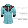 image:imageCOOFANDY Mens Cowboy Shirtss Embroidered Rose Design Shirts Western Long Sleeve Button Down ShirtsBlue Retro Rose