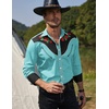image:imageCOOFANDY Mens Cowboy Shirtss Embroidered Rose Design Shirts Western Long Sleeve Button Down ShirtsBlue Retro Rose