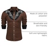 image:imageCOOFANDY Mens Cowboy Shirtss Embroidered Rose Design Shirts Western Long Sleeve Button Down ShirtsBrown
