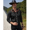 image:imageCOOFANDY Mens Cowboy Shirtss Embroidered Rose Design Shirts Western Long Sleeve Button Down ShirtsPure Black Retro Rose