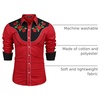 image:imageCOOFANDY Mens Cowboy Shirtss Embroidered Rose Design Shirts Western Long Sleeve Button Down ShirtsRed Retro Rose