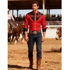 image:imageCOOFANDY Mens Cowboy Shirtss Embroidered Rose Design Shirts Western Long Sleeve Button Down ShirtsRed Retro Rose