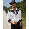 image:imageCOOFANDY Mens Cowboy Shirtss Embroidered Rose Design Shirts Western Long Sleeve Button Down ShirtsWhite