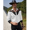 image:imageCOOFANDY Mens Cowboy Shirtss Embroidered Rose Design Shirts Western Long Sleeve Button Down ShirtsWhite Retro Rose