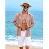 image:imageCOOFANDY Mens Cuban Guayabera Shirt Short Sleeve Casual Button Down Shirts Summer Beach Vacation ShirtsDusty Rose