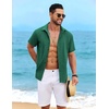 image:imageCOOFANDY Mens Cuban Guayabera Shirt Short Sleeve Casual Button Down Shirts Summer Beach Vacation ShirtsForest Green