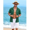 image:imageCOOFANDY Mens Cuban Guayabera Shirt Short Sleeve Casual Button Down Shirts Summer Beach Vacation ShirtsForest Green