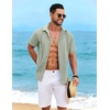 image:imageCOOFANDY Mens Cuban Guayabera Shirt Short Sleeve Casual Button Down Shirts Summer Beach Vacation ShirtsSage Green