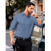 image:imageCOOFANDY Mens Dress Shirts Long Sleeve Business Casual Button Down Shirts Regular Fit Formal ShirtsGrey Blue