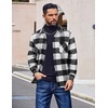 image:imageCOOFANDY Mens Flannel Shirts Casual Button Down Plaid Shirt Jacket Long Sleeve Fleece Shacket with PocketsBuffalo Black