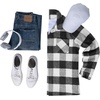 image:imageCOOFANDY Mens Flannel Shirts Casual Button Down Plaid Shirt Jacket Long Sleeve Fleece Shacket with PocketsBuffalo Black