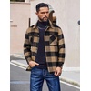 image:imageCOOFANDY Mens Flannel Shirts Casual Button Down Plaid Shirt Jacket Long Sleeve Fleece Shacket with PocketsBuffalo Brown