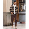 image:imageCOOFANDY Mens Flannel Shirts Casual Button Down Plaid Shirt Jacket Long Sleeve Fleece Shacket with PocketsBuffalo Brown