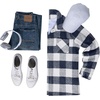 image:imageCOOFANDY Mens Flannel Shirts Casual Button Down Plaid Shirt Jacket Long Sleeve Fleece Shacket with PocketsBuffalo Navy Blue