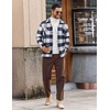 image:imageCOOFANDY Mens Flannel Shirts Casual Button Down Plaid Shirt Jacket Long Sleeve Fleece Shacket with PocketsBuffalo Navy Blue
