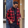 image:imageCOOFANDY Mens Flannel Shirts Casual Button Down Plaid Shirt Jacket Long Sleeve Fleece Shacket with PocketsBuffalo Red