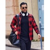 image:imageCOOFANDY Mens Flannel Shirts Casual Button Down Plaid Shirt Jacket Long Sleeve Fleece Shacket with PocketsBuffalo Red