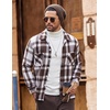 image:imageCOOFANDY Mens Flannel Shirts Casual Button Down Plaid Shirt Jacket Long Sleeve Fleece Shacket with PocketsCoffee