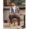 image:imageCOOFANDY Mens Flannel Shirts Casual Button Down Plaid Shirt Jacket Long Sleeve Fleece Shacket with PocketsCoffee