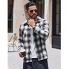 image:imageCOOFANDY Mens Flannel Shirts Casual Button Down Plaid Shirt Jacket Long Sleeve Fleece Shacket with PocketsGraphite Black