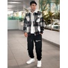 image:imageCOOFANDY Mens Flannel Shirts Casual Button Down Plaid Shirt Jacket Long Sleeve Fleece Shacket with PocketsGray