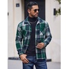 image:imageCOOFANDY Mens Flannel Shirts Casual Button Down Plaid Shirt Jacket Long Sleeve Fleece Shacket with PocketsGray Green