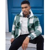 image:imageCOOFANDY Mens Flannel Shirts Casual Button Down Plaid Shirt Jacket Long Sleeve Fleece Shacket with PocketsGreen