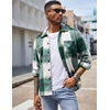 image:imageCOOFANDY Mens Flannel Shirts Casual Button Down Plaid Shirt Jacket Long Sleeve Fleece Shacket with PocketsGreen