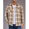 image:imageCOOFANDY Mens Flannel Shirts Casual Button Down Plaid Shirt Jacket Long Sleeve Fleece Shacket with PocketsKhaki