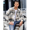 image:imageCOOFANDY Mens Flannel Shirts Casual Button Down Plaid Shirt Jacket Long Sleeve Fleece Shacket with PocketsLight Gray