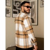 image:imageCOOFANDY Mens Flannel Shirts Casual Button Down Plaid Shirt Jacket Long Sleeve Fleece Shacket with PocketsLight Khaki