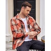 image:imageCOOFANDY Mens Flannel Shirts Casual Button Down Plaid Shirt Jacket Long Sleeve Fleece Shacket with PocketsOrange