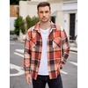 image:imageCOOFANDY Mens Flannel Shirts Casual Button Down Plaid Shirt Jacket Long Sleeve Fleece Shacket with PocketsOrange