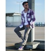 image:imageCOOFANDY Mens Flannel Shirts Casual Button Down Plaid Shirt Jacket Long Sleeve Fleece Shacket with PocketsPurple