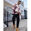 image:imageCOOFANDY Mens Flannel Shirts Casual Button Down Plaid Shirt Jacket Long Sleeve Fleece Shacket with PocketsRed
