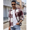 image:imageCOOFANDY Mens Flannel Shirts Casual Button Down Plaid Shirt Jacket Long Sleeve Fleece Shacket with PocketsRed