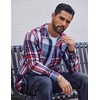image:imageCOOFANDY Mens Flannel Shirts Casual Button Down Plaid Shirt Jacket Long Sleeve Fleece Shacket with PocketsRed Blue