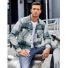 image:imageCOOFANDY Mens Flannel Shirts Casual Button Down Plaid Shirt Jacket Long Sleeve Fleece Shacket with PocketsSea Blue