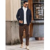 image:imageCOOFANDY Mens Flannel Shirts Casual Button Down Plaid Shirt Jacket Long Sleeve Fleece Shacket with PocketsSolid  Navy Blue