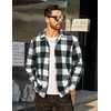 image:imageCOOFANDY Mens Flannel Shirts Casual Button Down Plaid Shirt Jacket Long Sleeve Fleece ShacketBlackwhite Plaid