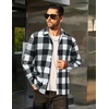 image:imageCOOFANDY Mens Flannel Shirts Casual Button Down Plaid Shirt Jacket Long Sleeve Fleece ShacketBlackwhite Plaid