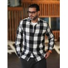 image:imageCOOFANDY Mens Flannel Shirts Casual Button Down Plaid Shirt Jacket Long Sleeve Fleece ShacketBlackwhite Plaid