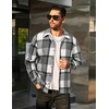 image:imageCOOFANDY Mens Flannel Shirts Casual Button Down Plaid Shirt Jacket Long Sleeve Fleece ShacketBlue Plaid